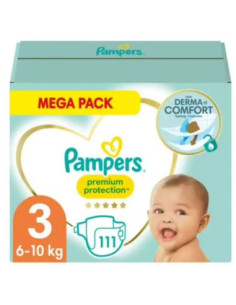 PAMPERS Couches Bébé Premium Protection Taille 3 6kg-10kg  - 111 couches