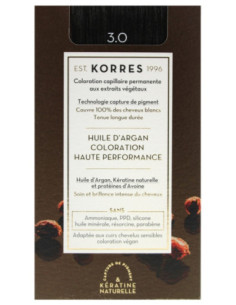 Korres Coloration Permanente Huile d'Argan - Coloration : 3.0 Châtain Foncé