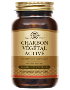Solgar Charbon Végétal Activé - 100 Gélules Végétales