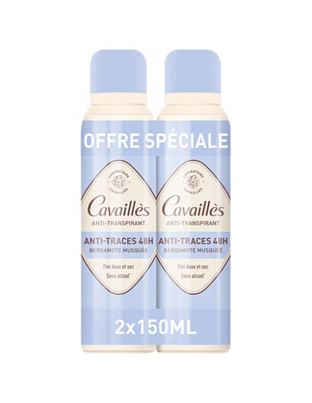 Rogé Cavaillès Absorb+ 48H Déodorant Anti-Traces Spray - Lot de 2 x 150 ml